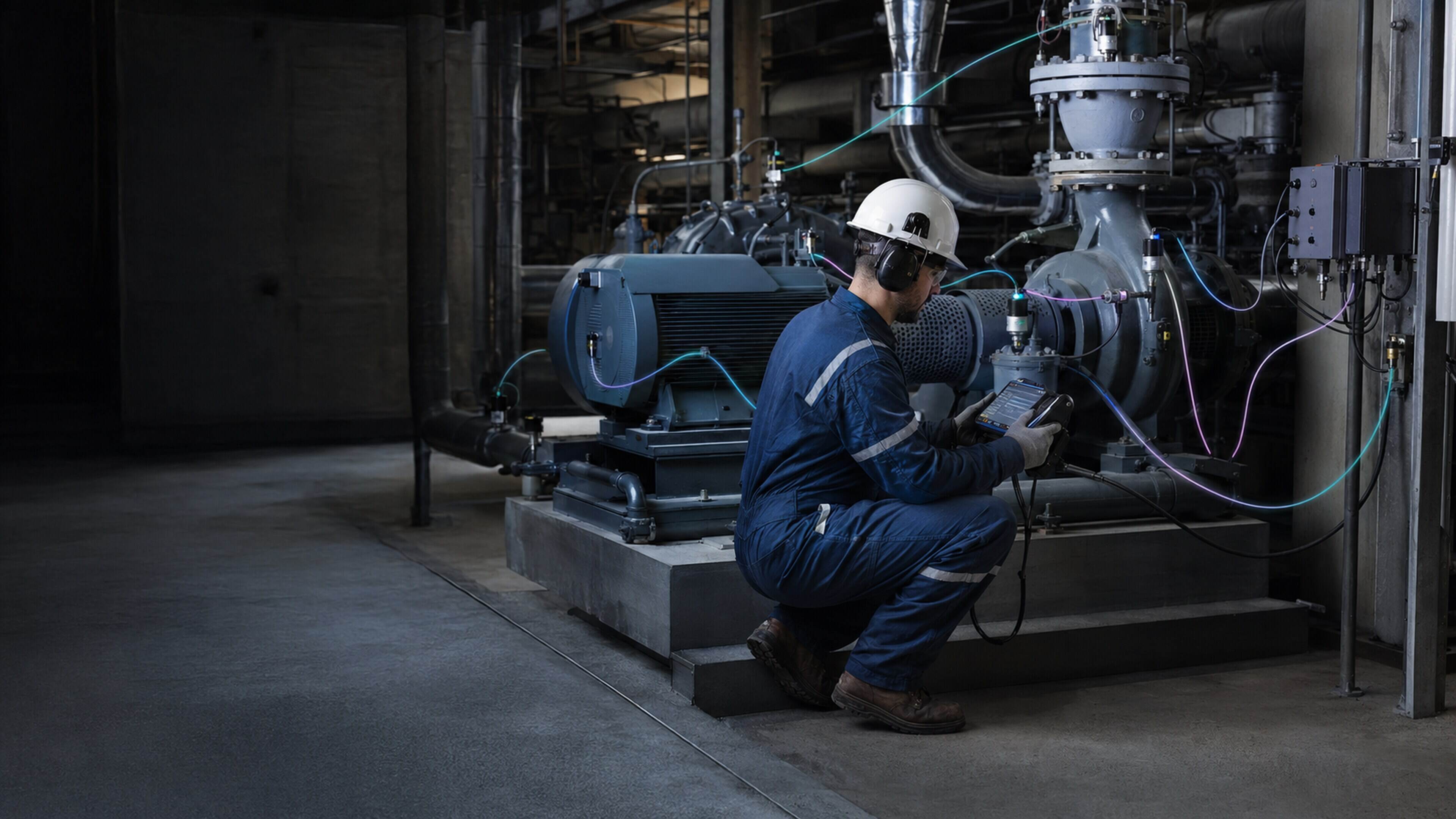 Human technician performing a mobile industrial measurement