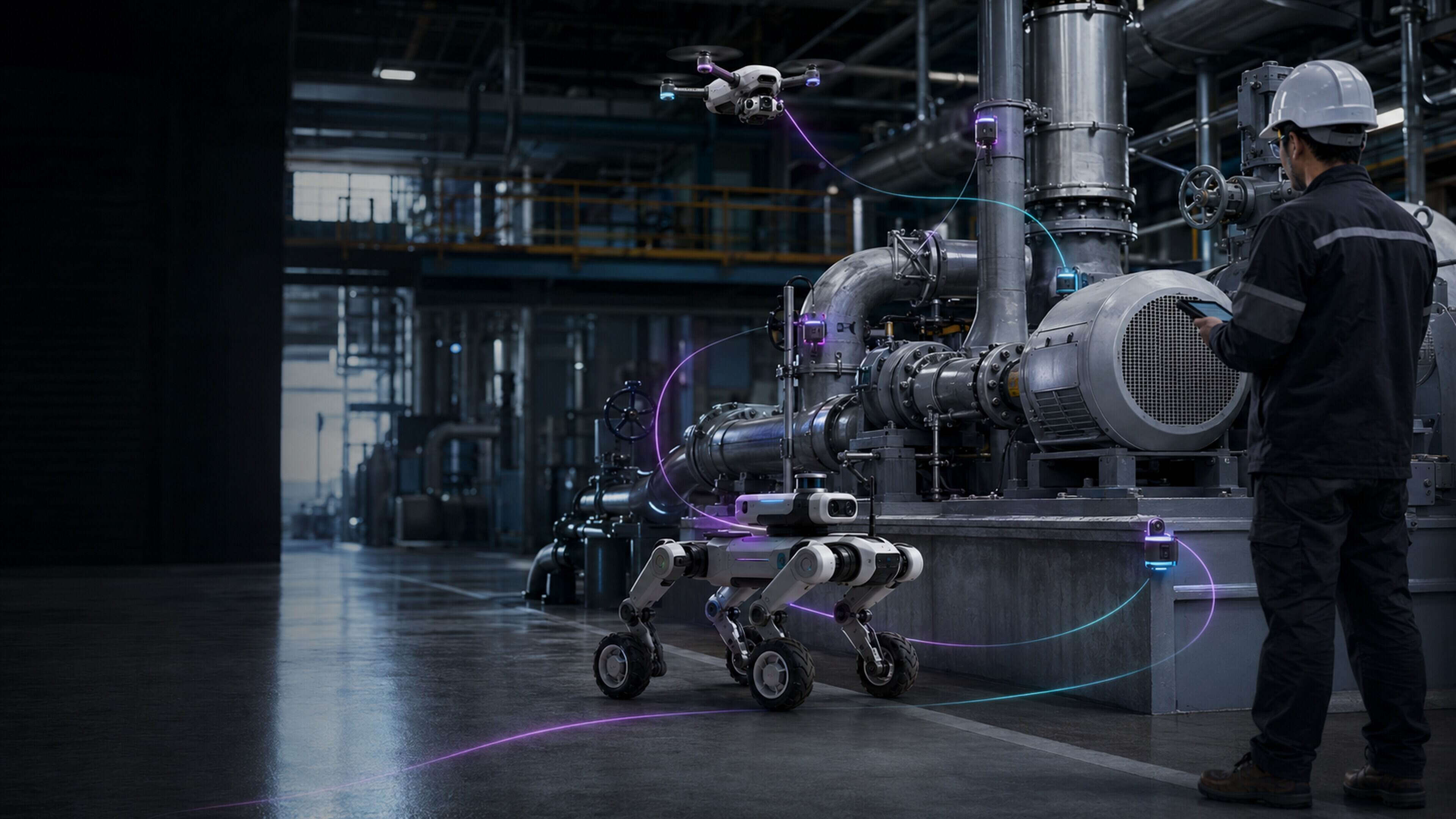 Industrial operator reviewing robot-supported asset evidence