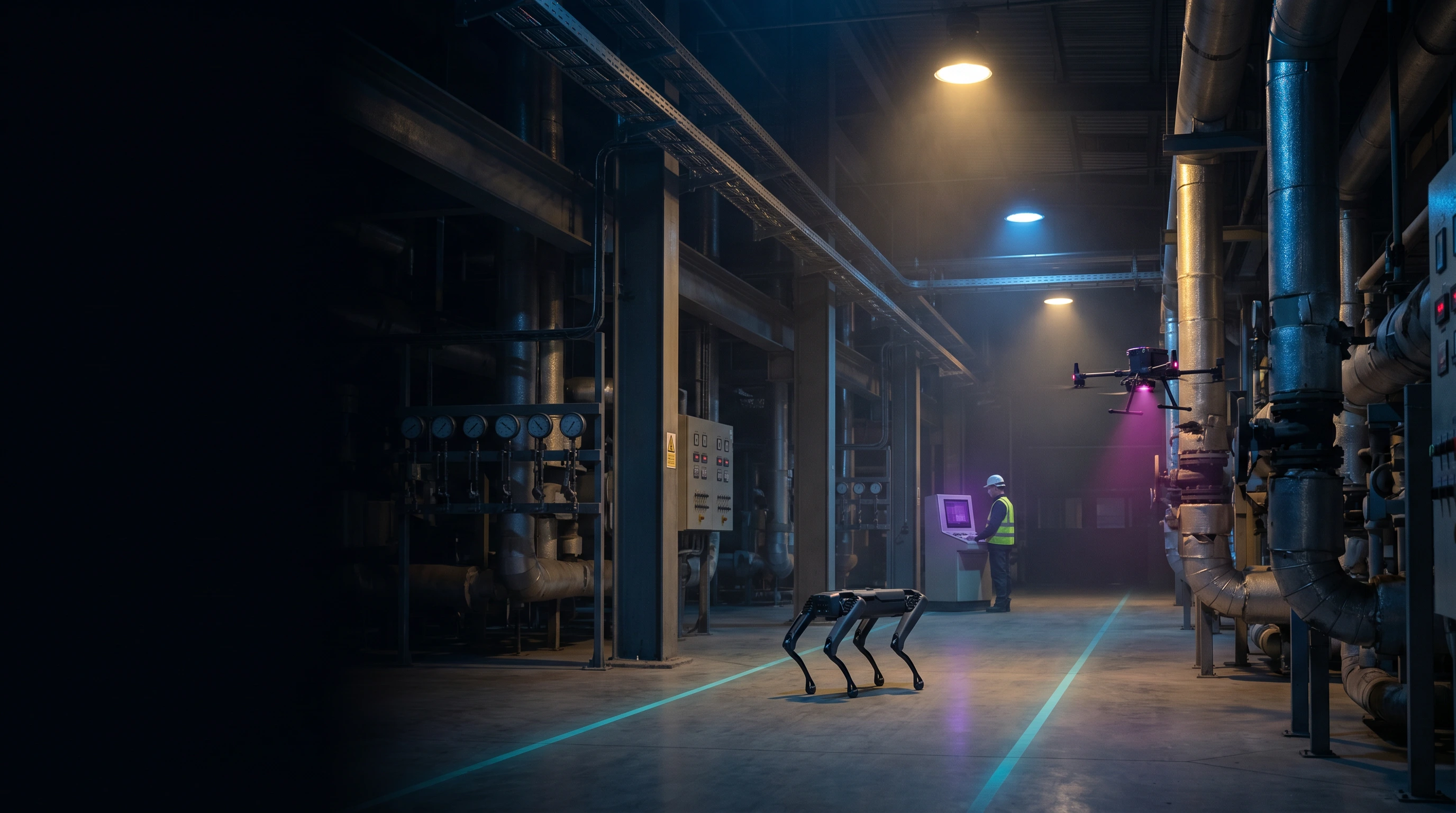 Industrial plant environment where Quanteon missions operate.